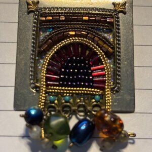 AYALA BAR (Israeli Artist) UNIQUE Brooch Multi Colored Mixed Media "Gorgeous"